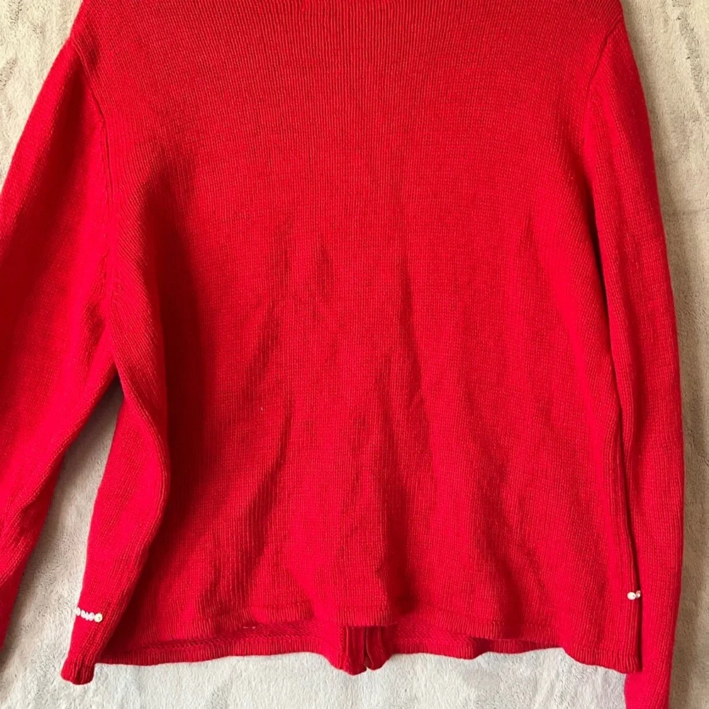 Christmas Sweater Holiday Red Snowman Cardigan - Picture 9 of 9